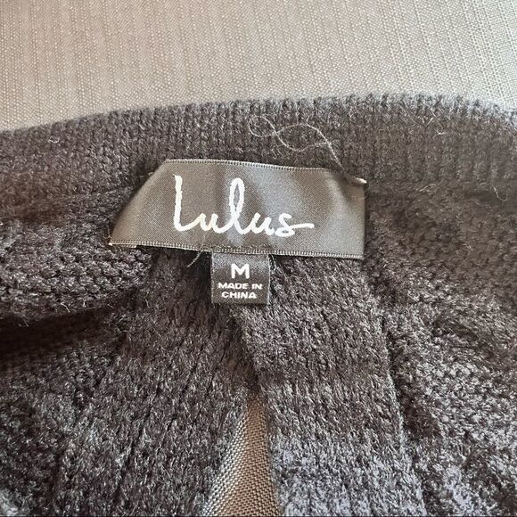 Lulus Tie Back Cable Knit Sweater Womens Medium Black Pullover Jumper - Picture 5 of 5
